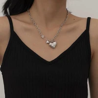 peach heart pin necklace womens love pin necklace punk silver love pin pendant womens necklace jewelry neckline