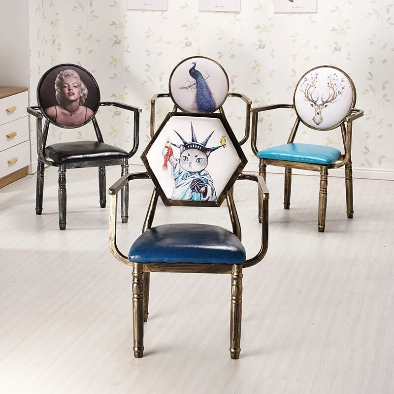 Железное кресло домашний стул спинка для ресторана закуска бар маникюр кафе