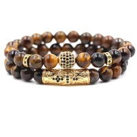 natural stone beads bracelet set tiger eye beaded bracciali femme friends bracelets for women cz ball men jewelry mens gift