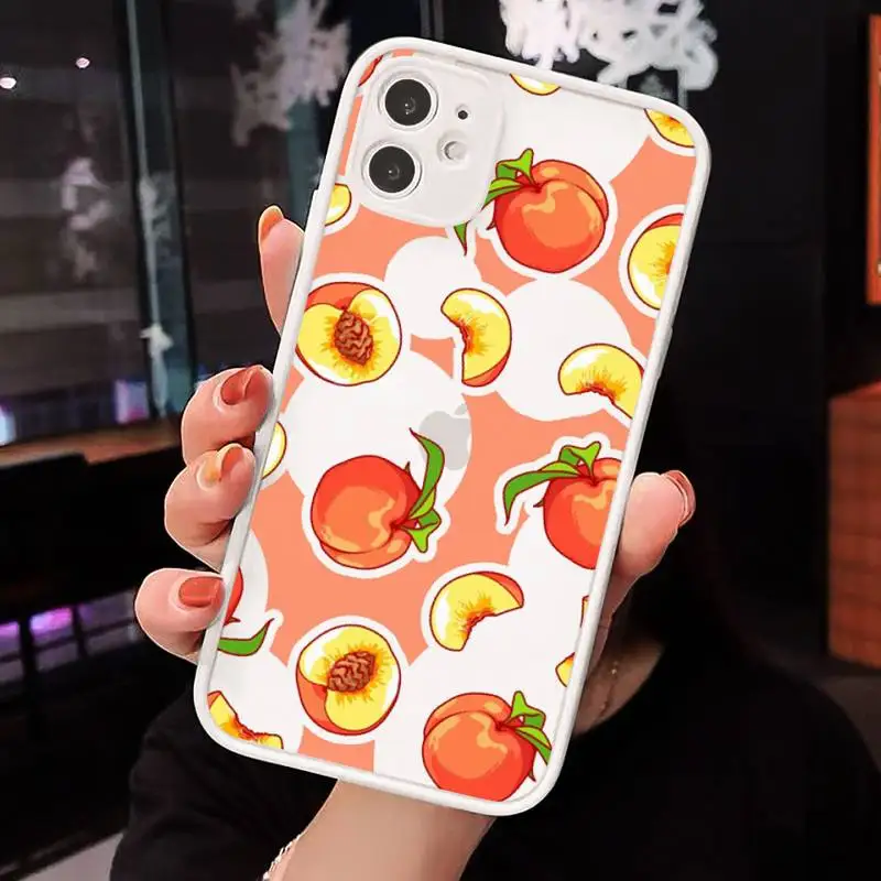

peach Phone Case Clear matte transparent For white iPhone 7 8 x xs xr 11 12 pro plus max mini Funda