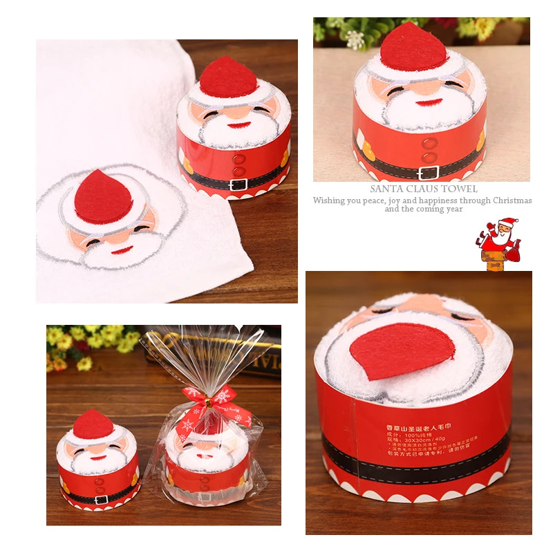

1PC Towel High Quality Celebration Cake Modelling Cotton Towel Santa Snowman Towel Creative Christmas Party Gifts Dropshiping