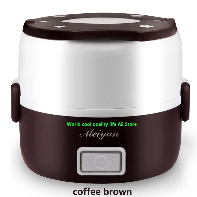 coffee brown Мини электрическая рисоварка из нержавеющей стали 2/3 слоев Пароварка портативный еды тепловой Подогрев Ланч-бокс пищевой контейнер грелка - Цвет: coffee brown