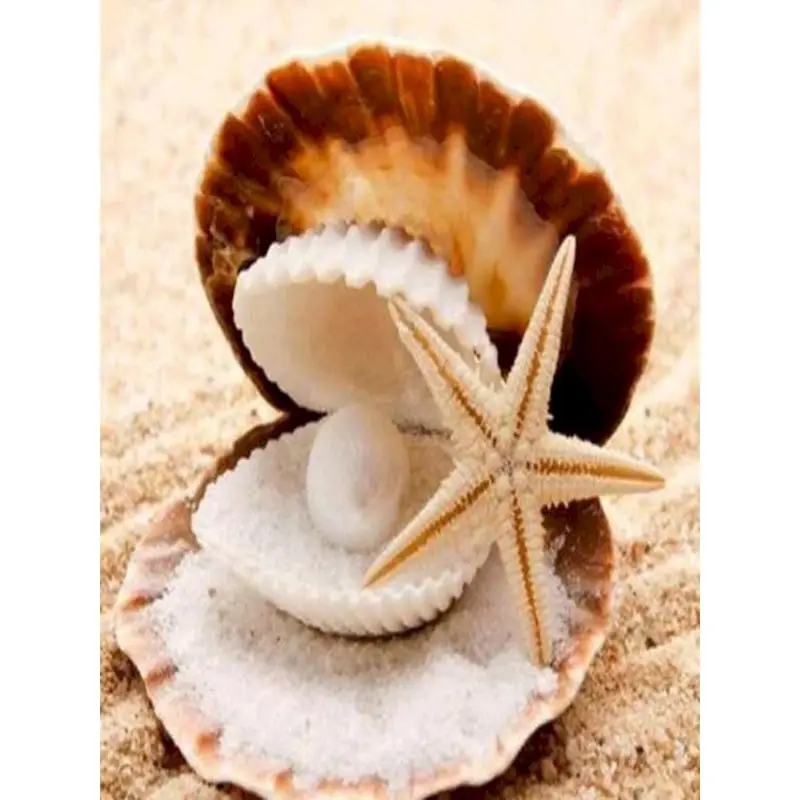 

5D Diy Full Round/Square Drill Beach Sea Conch Landscape Diamond Painting Kit Cross Stitch Mosaic Embroidery Home Decoration Art