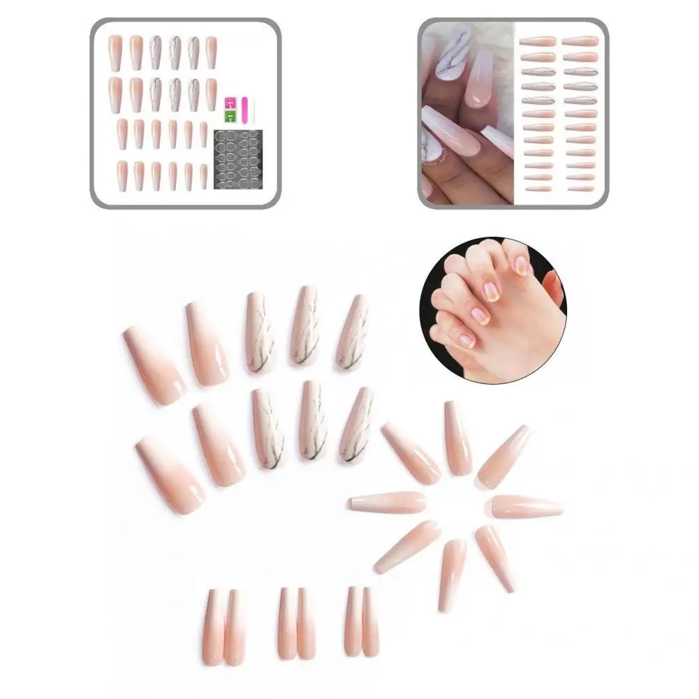 

1 Set False Nails Exquisite Non-Broken Artificial Press On Wearable Fake Full Cover Nail for Manicure Fake Nails Nail Tip