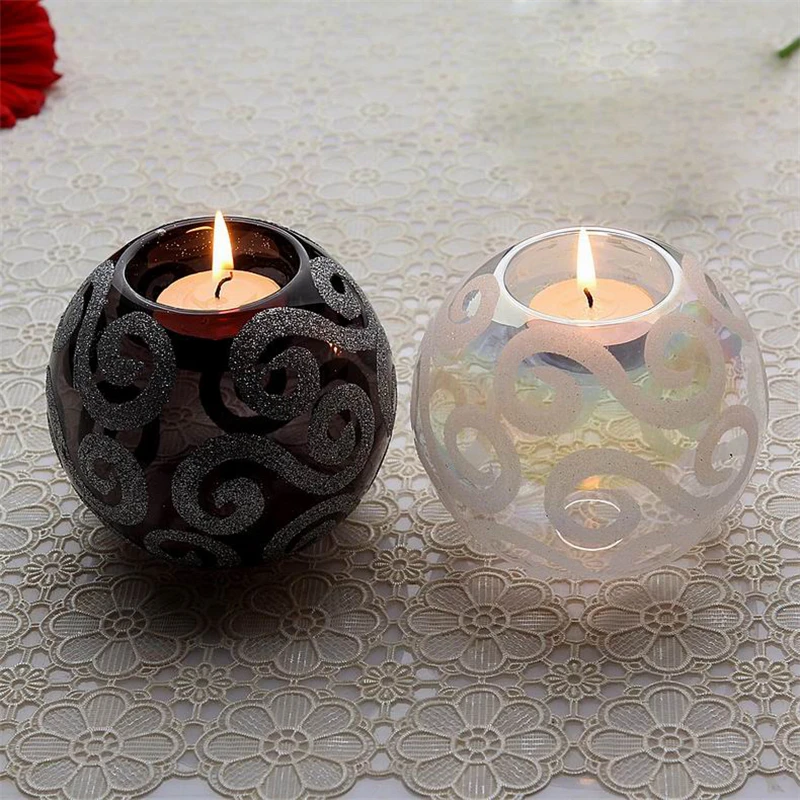 2 шт. подсвечник в виде белого и черного стеклянных шариков|Реквизит для костюмов|