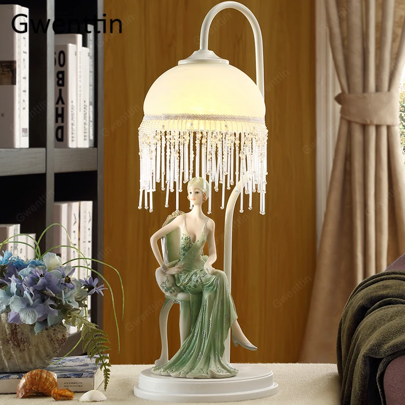 Современный элегантный стеклянный Настольный светильник для девочек гостиной
