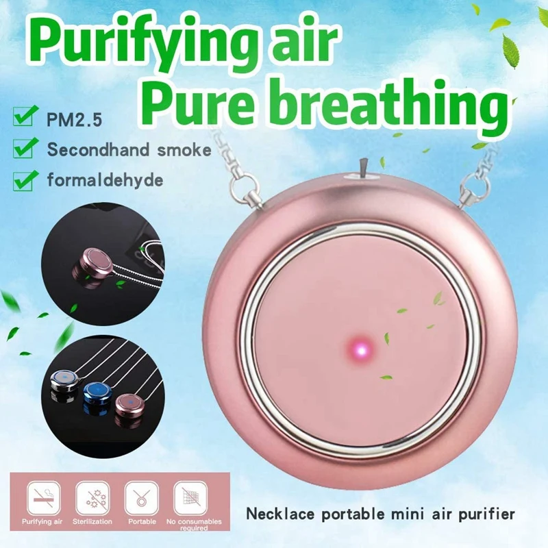 

2 Pack Mini Portable Wearable Air Purifier USB Air Cleaner Personal Negative Ion Generator Air Freshener