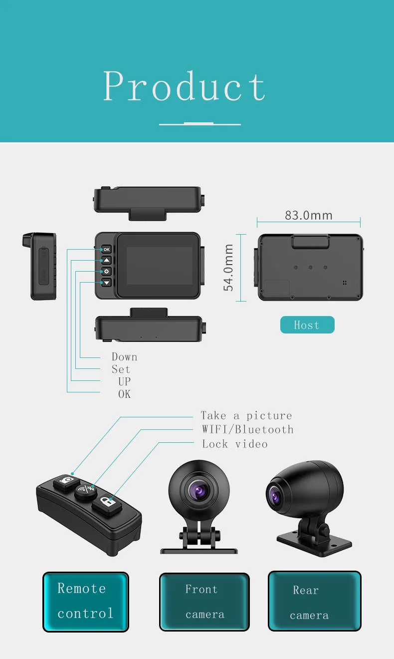 

Q3 Full Body Waterproof Motorcycle Camera Recorder WiFi Dual 1080P Full HD Motorbike Autocycle DVR Dash Cam Black GPS Box