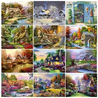 DIY Diamond Painting Landscape House Rhinestone Art Picture Full Square Round Diamond Embroidery Mosaic Home Decoration Gift