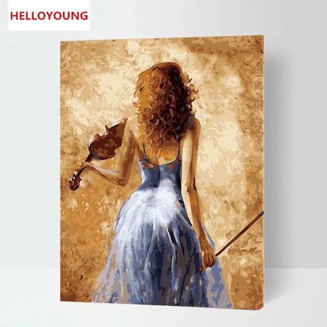 Музыка мечта элегантность Искусство DIY Ручная роспись цифровая печать масляной