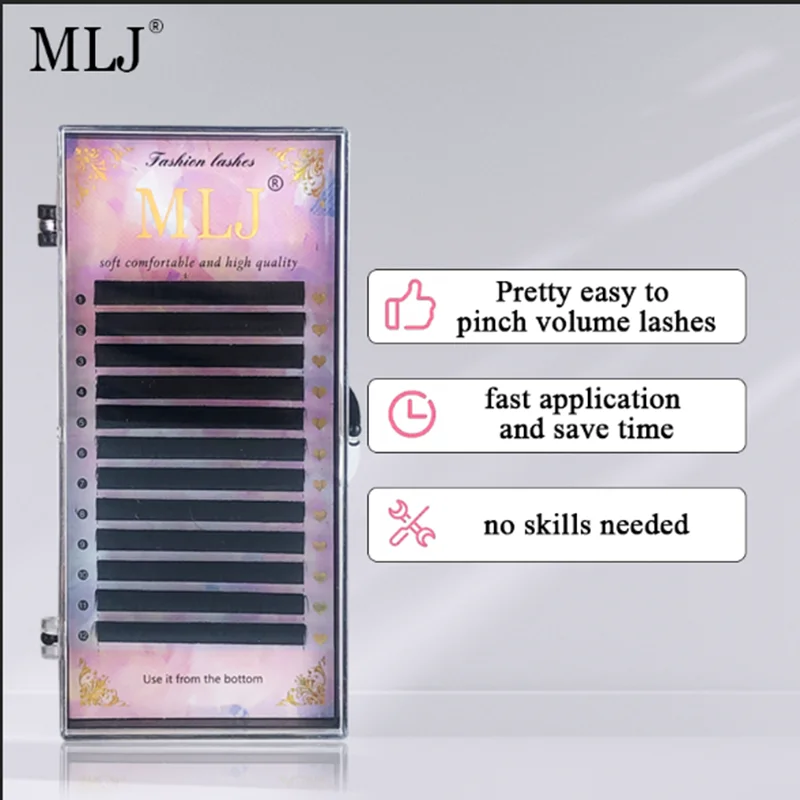 MLJ Eyelashes 1 Second Fast Blooming Easy Fan Eyelash Extensions Volume 0.07mm Cosmetics Slender False Lashes Natrual