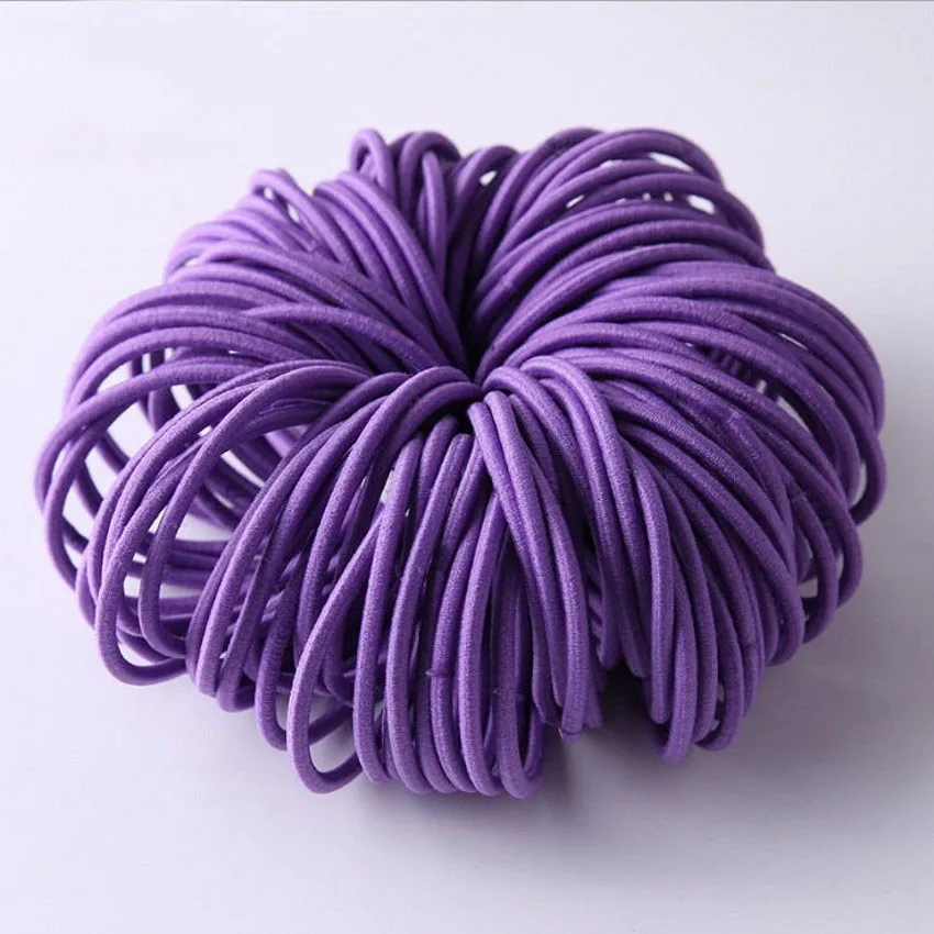 purple 50pcs 50/100 шт. цветной зарядный кабель в нейлоновый оплетке с резиновые ленты эластичные повязки на голову для девушек Детская Scrunchie держатель резинки для волос аксессуары - Окраска металла: purple 50pcs