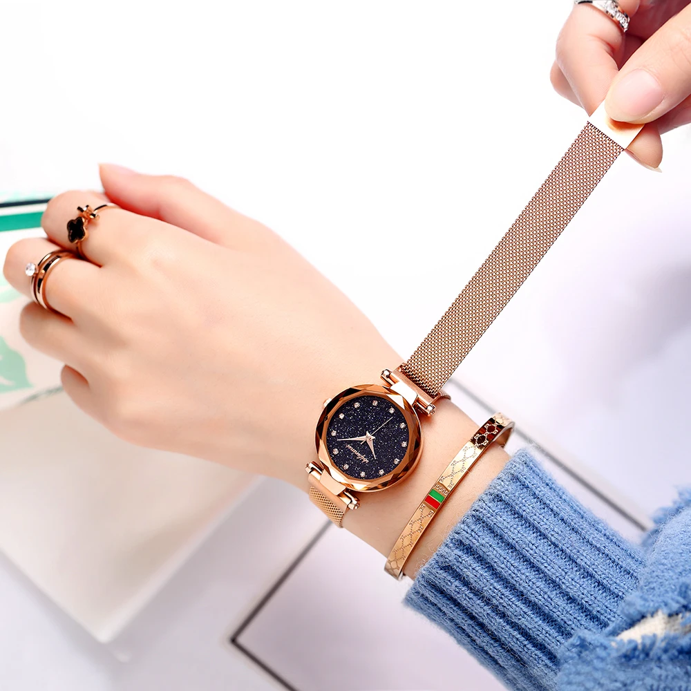 SFMEI S1136 модные роскошные Брендовые женские часы кварцевые наручные сетчатые