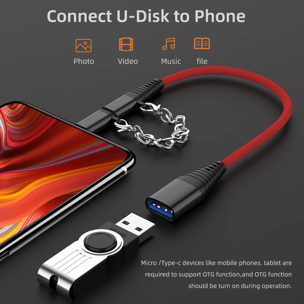 2 в 1 USB кабель Мобильный телефон OTG Type C Micro зарядный адаптер для Samsung S9 Huawei P30 0