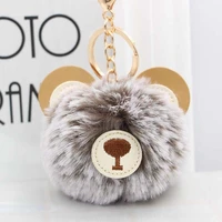 fashion lovely bear hairball keychains for girls boy fluffy fake animal fur ball key chain charm women bag keyrings gifts %d0%b1%d1%80%d0%b5%d0%bb%d0%be%d0%ba