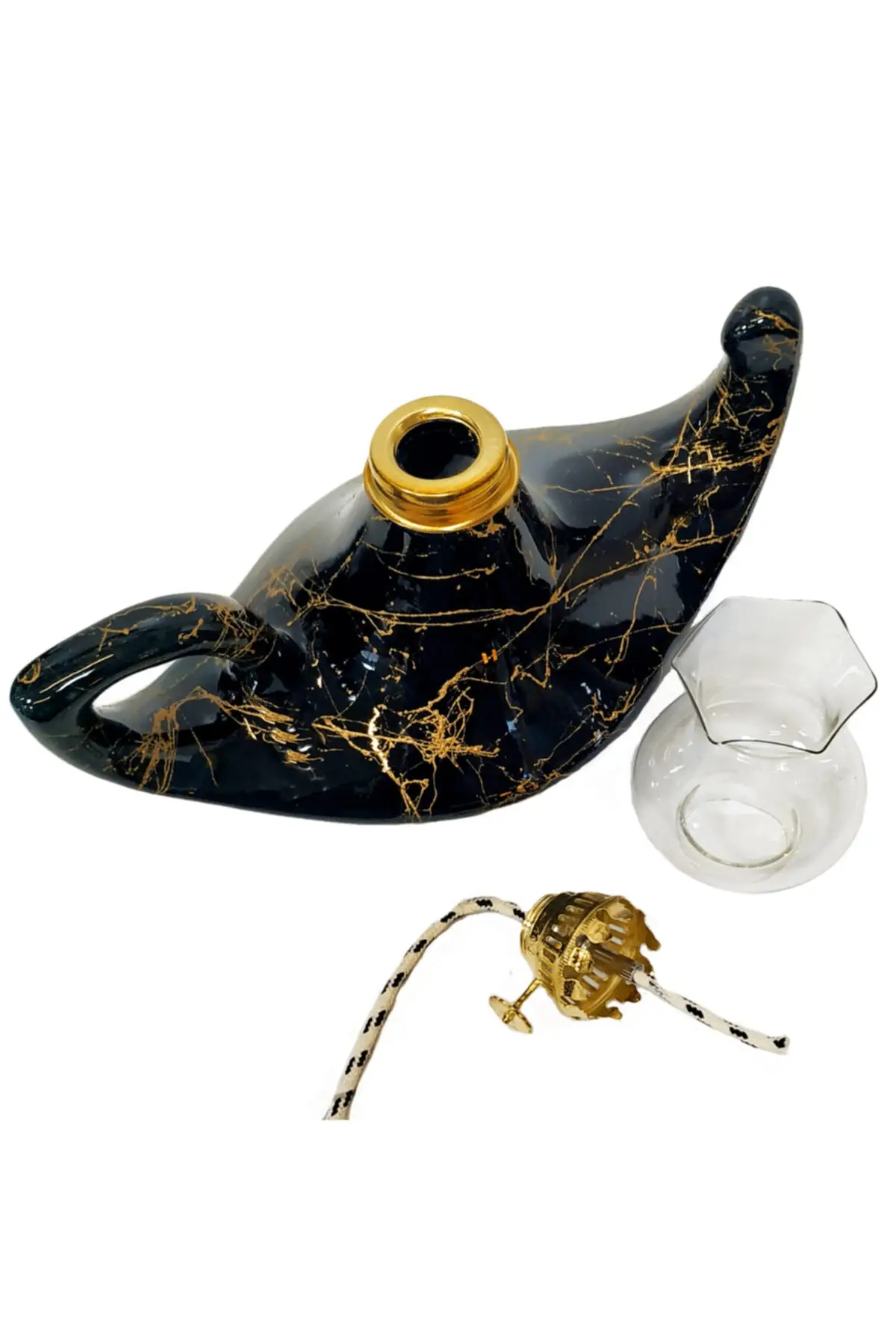 

Marble Pattern Black / Emerald Green Handmade Kutahya Has Tile Gas Lamp Nostalgia Lighting