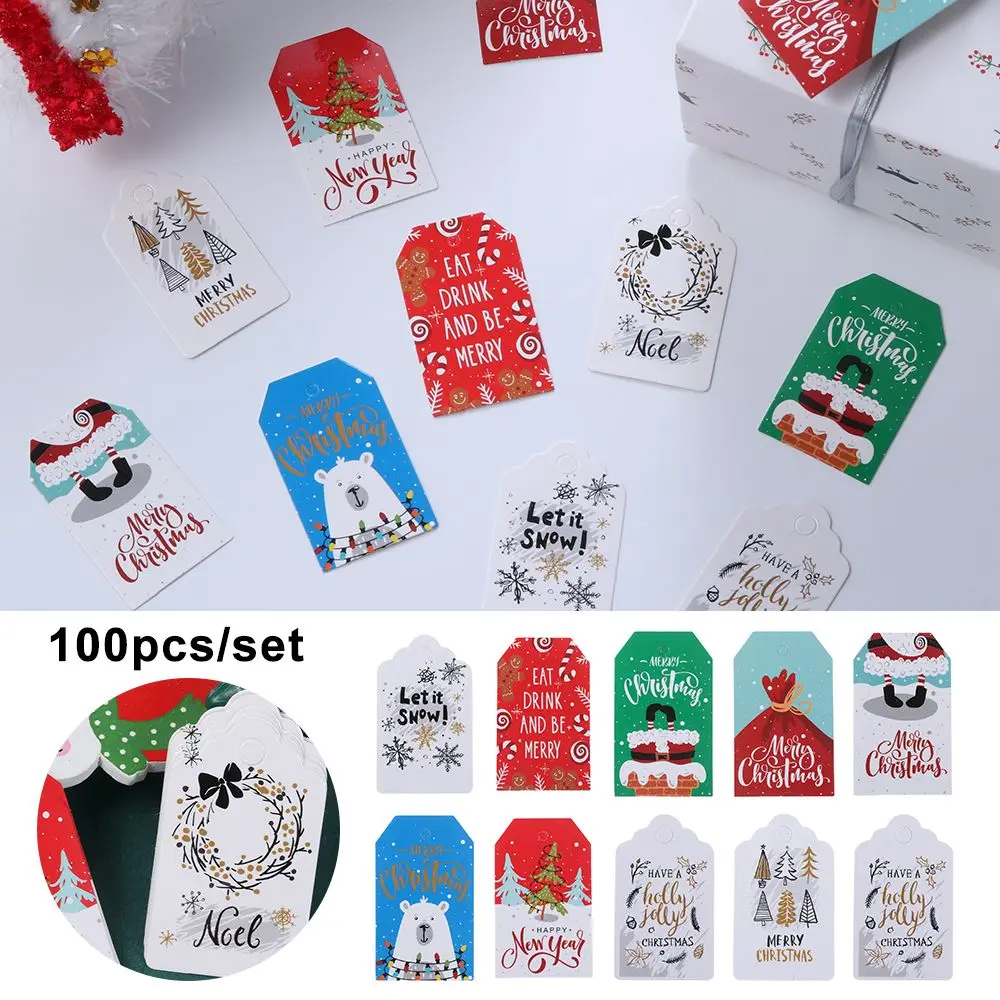 

100 шт., новогодние этикетки для упаковки подарков