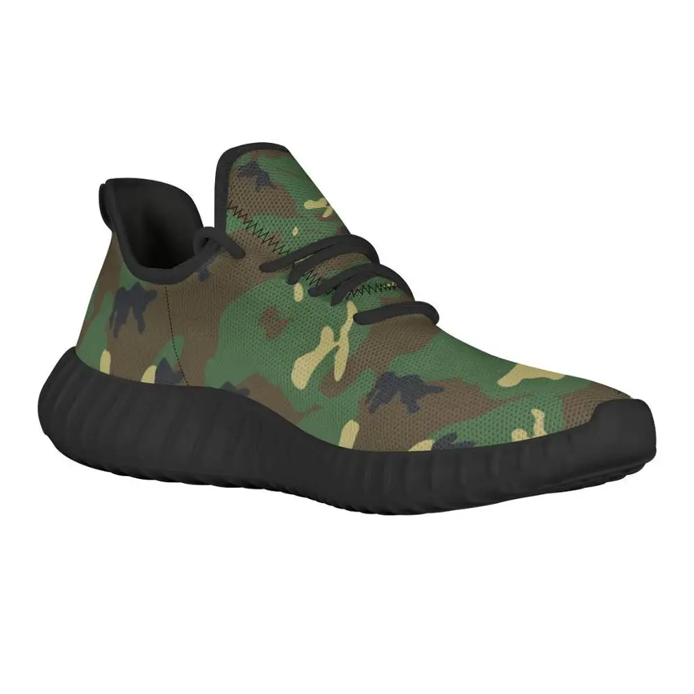 Мужские кроссовки на платформе ArmyGreen камуфляжные из дышащей сетки с логотипом