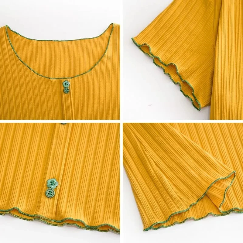 

Plus Size V-Neck Short Sleeve Elastic T-Shirt Women Korean Fashion Button Patchwork Knitted Tee Summer Knitwear Tops Female