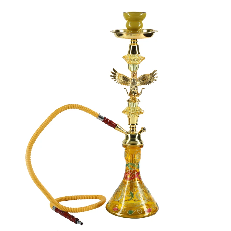 

Luxurious Arab Hookah Set Alloy Eagle Complete Shisha Glass Single Tube Narguile with Sheesha Chicha Accessories Bowl Hose Party