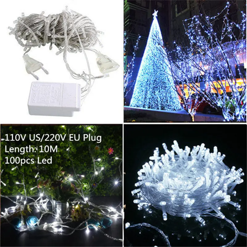 Новогодний светодиодный светильник, декоративные гирлянды Adornos De Navidad, рождественские украшения для дома, Новогодняя лампа - Цвет: 10m 100 white