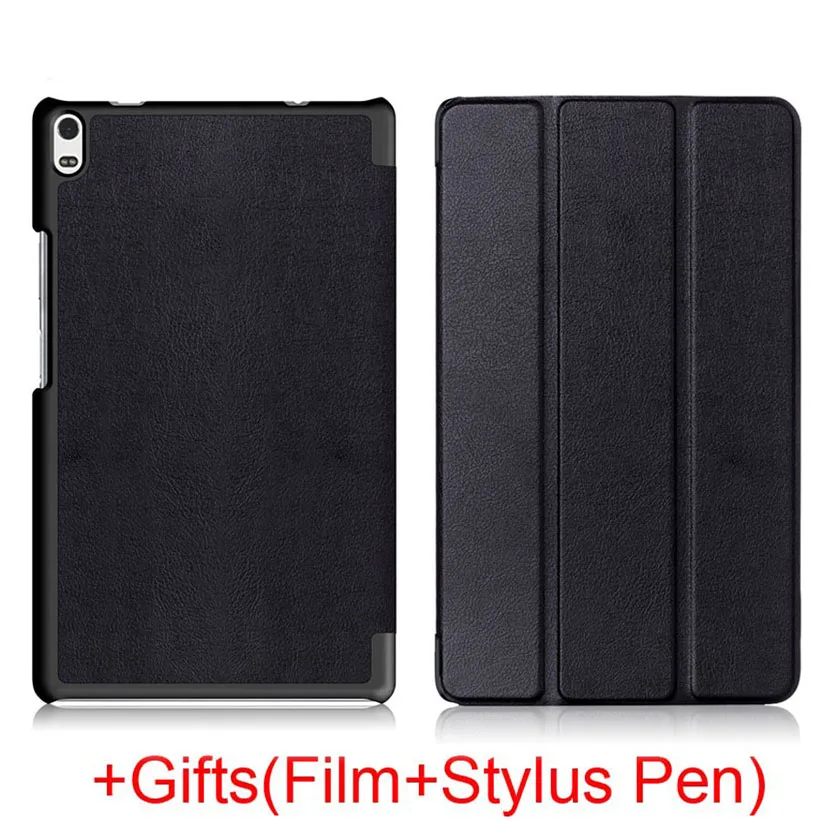 Black Slim Magnetic Folding Case Cover for Lenovo Tab4 tab 4 8 plus tb-8704X TB-8704F/N Tablet Protective Cover+Film+Stylus Pen - Цвет: Black