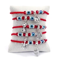 18pcs europe and the united states new butterfly turtle owl hand evil eyes red rope hand made woven adjustable bracelets c 41