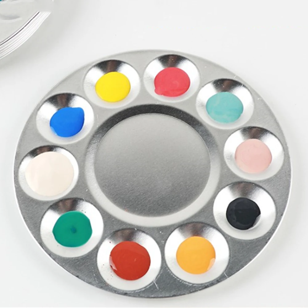 

Алюминиевая Палитра с 10 отверстиями, лоток для рисования, цветные палитры для масляной акварельной краски, поддон для рисования