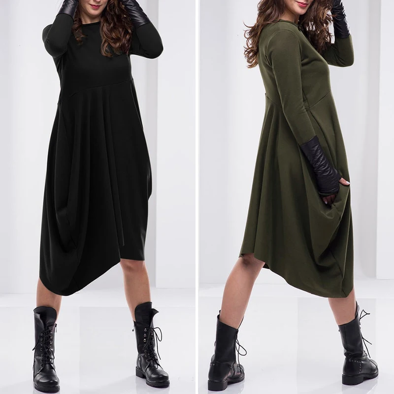 Женское платье-рубашка с длинным рукавом VONDA богемные вечерние платья большого