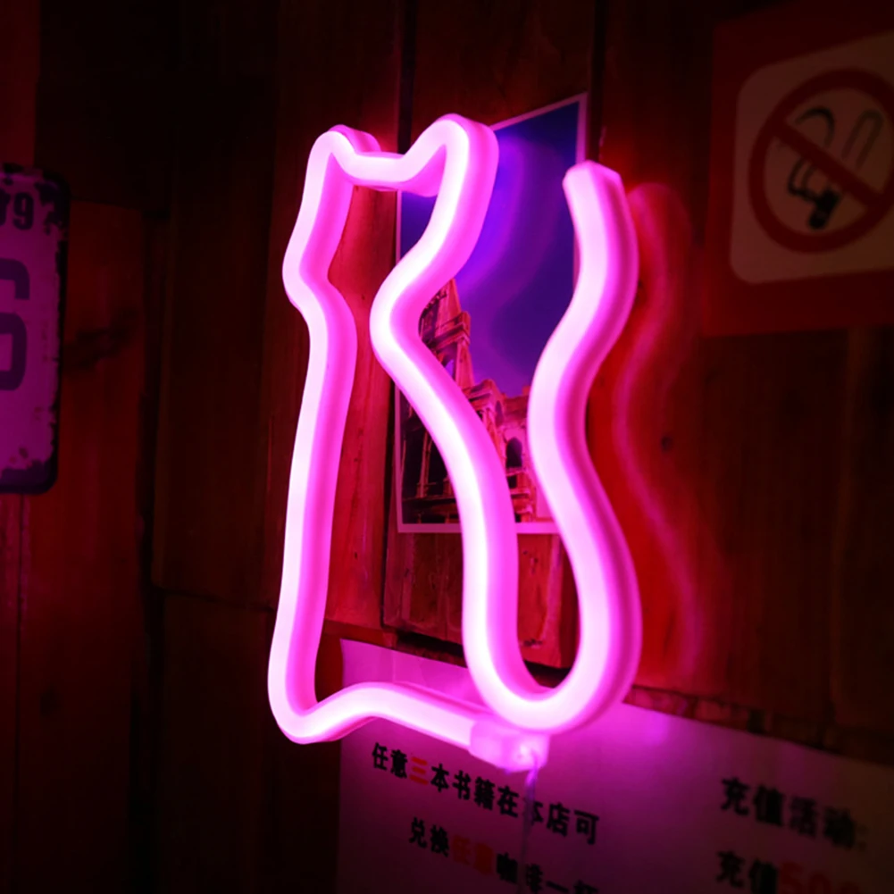

Home USB Battery Operated Party LED Signs Neon Light PC Cat Shaped Table Low Voltage Bedroom Wall Decor Gift Atmosphere Lamp