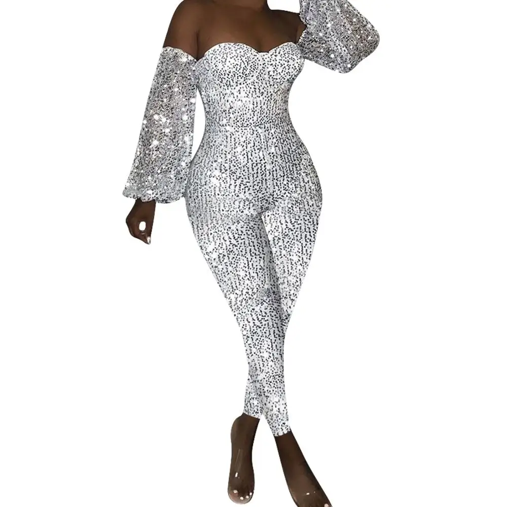 Женская сексуальная блестящая ткань 3 цвета рукава одно плечо Длинный секционный