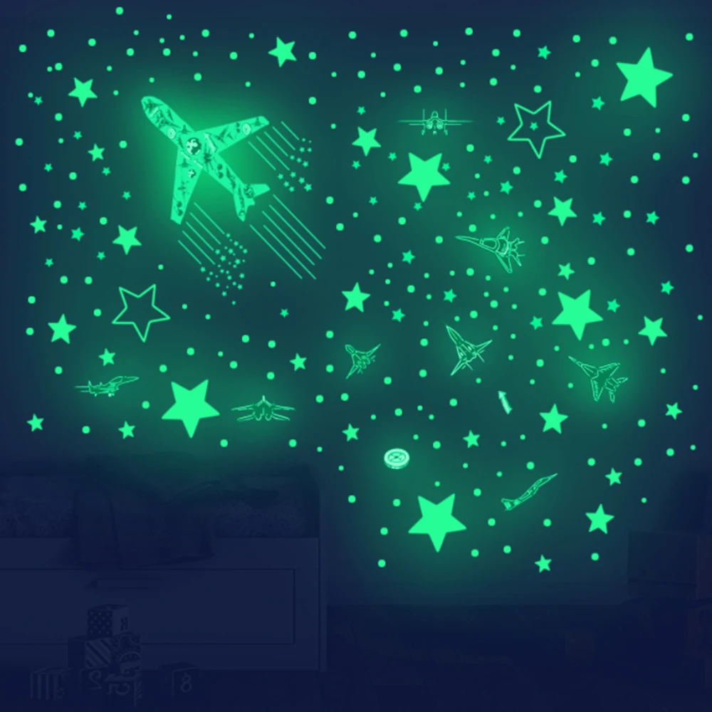 

Luminous Star Airplane Dot Meteor Wall Sticker Bedroom Wall Decoration Wallpaper Home Decoration Accessories Stickers