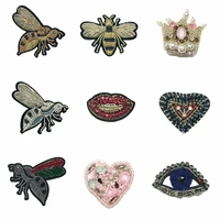 embroidery beaded bear star cross bee love heart crown lip eyes embroideried patches for clothing or 40