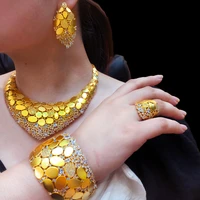 missvikki bridal wedding luxury necklace earrings bangle ring dubai 4pcs dress jewelry set for women daily party hot cz