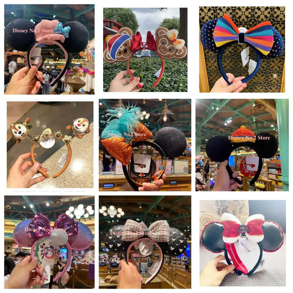 Original Disneyland Mickey Ears Headband Bows EARS COSTUME Headband Headdress Cosplay Plush Adult/Kids Headband Gift Christmas
