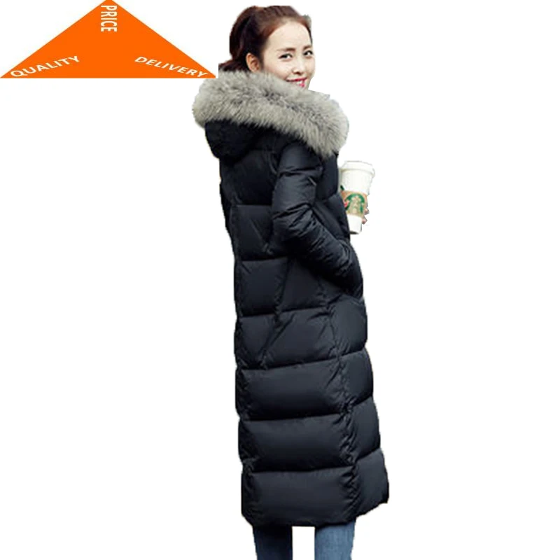 

Женская куртка на 2020 утином пуху, длинное пальто, теплая верхняя одежда высокого качества с натуральным мехом енота, LX9267