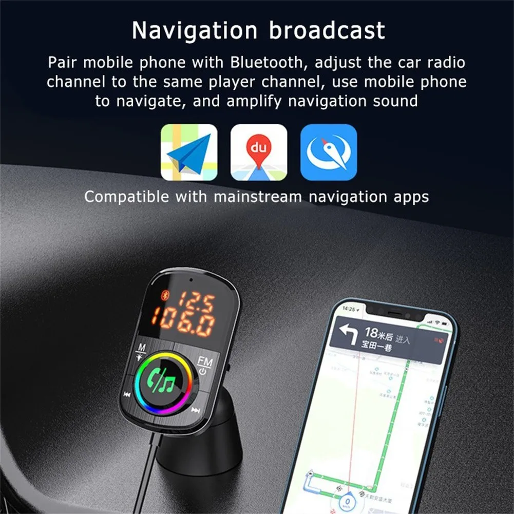 

Car Handsfree Call BT 5.0 FM Transmitter MP3 Music Player With USB Charger Car Accessories High Quality FM Transmitter