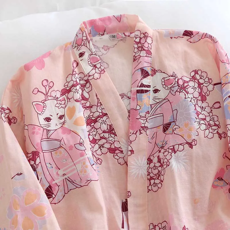 Женский пижамный комплект Kinomo с милым принтом кошки комфортная газовая