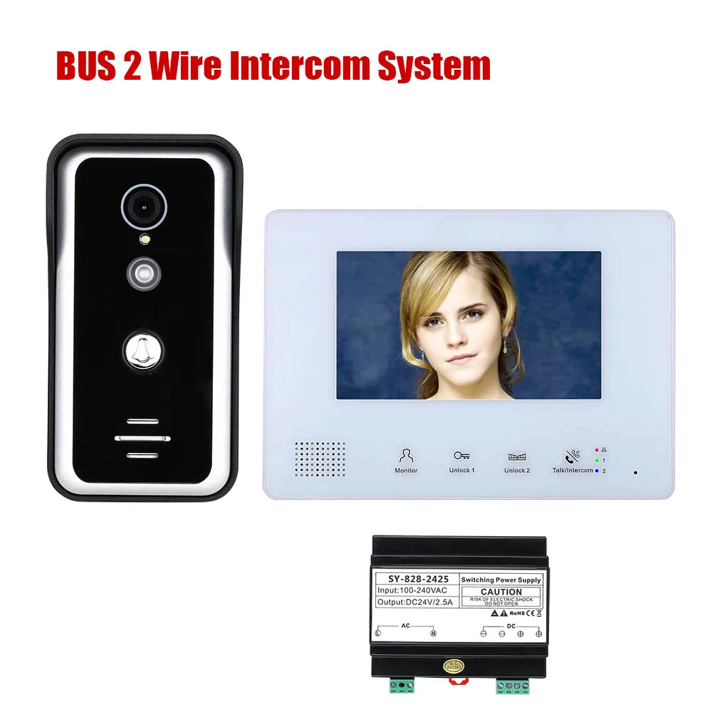 7 Inch 1-Doorbell Camera 1/2/3/4-Monitor Night Vision Video Doorbel BUS 2 Wire Video Door Phone Intercom Systems for Home