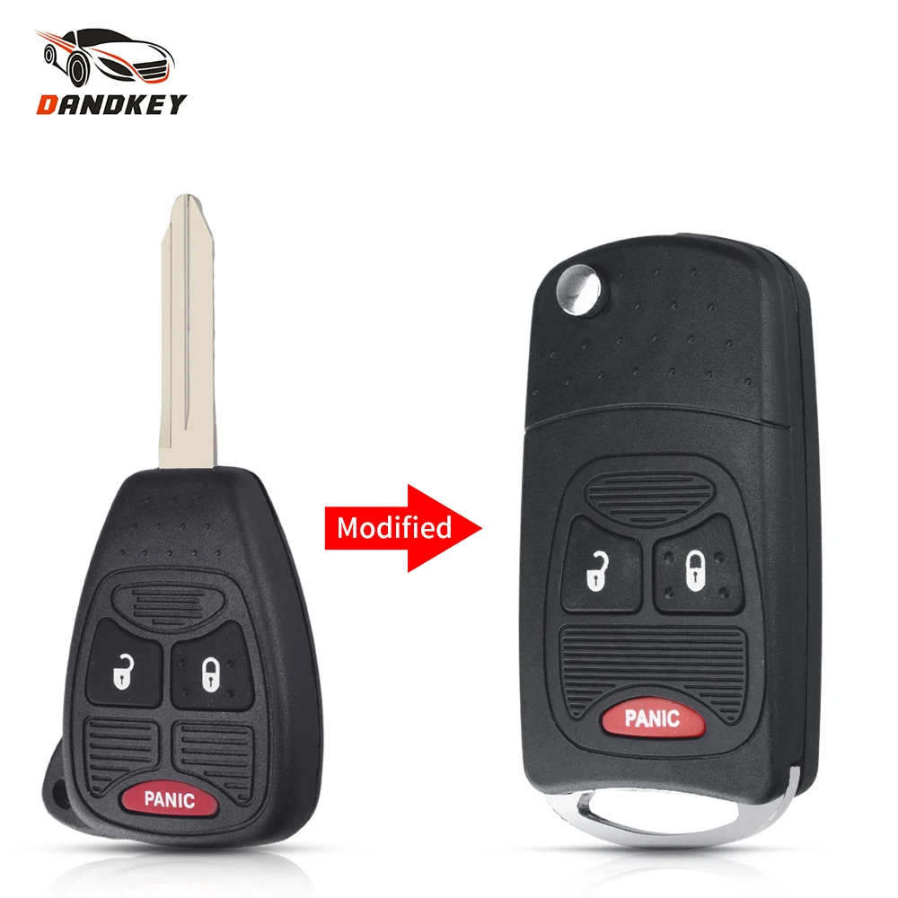 Удаленный откидной ключ Dandkey Uncut с 3 кнопками чехол для Chrysler Jeep Dodge Ram 1500 Калибр Nitro