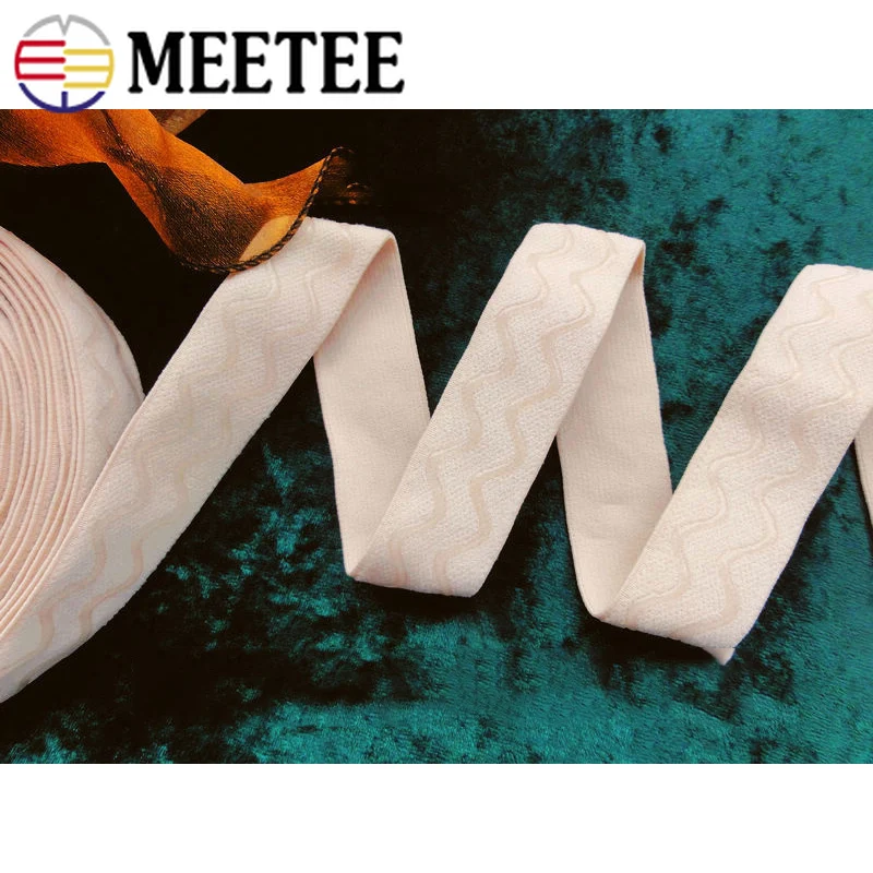 Meetee 5/10M 25/30 мм Эластичная лента резиновая незаметная противоскользящая силиконовая ремень для штанов, теплая жилетка, пальто, обувь спортивная Костюмы DIY Декор Аксессуары