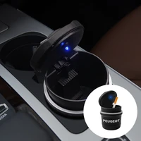 car ashtray led light garbage coin storage cup container cigar ash tray for peugeot 206 207 307 3008 2008 308 408 508 301 208