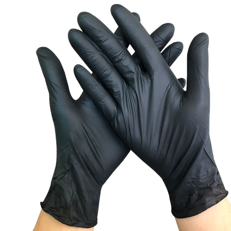 Одноразовые нитриловые перчатки без порошка черные размер M 100 в упаковке| |