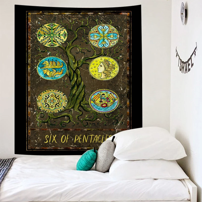 Тапиз Таро Пентакль гобелен большая стена ткань одеяло хиппи Мандела Настенный