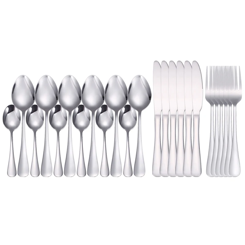 

Прямая поставка, серебряная посуда, набор столовых приборов из нержавеющей стали, 24 предмета, кухонный набор, столовая посуда, ложка, вилка, нож, столовый набор, столовая посуда