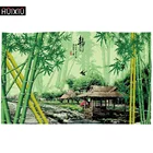 Алмазная вышивка 5D сделай сам, мозаика, китайский старинный павильон, бамбуковая роща, ласточка, полноразмерная картина с большим пейзажем, вышивка крестиком