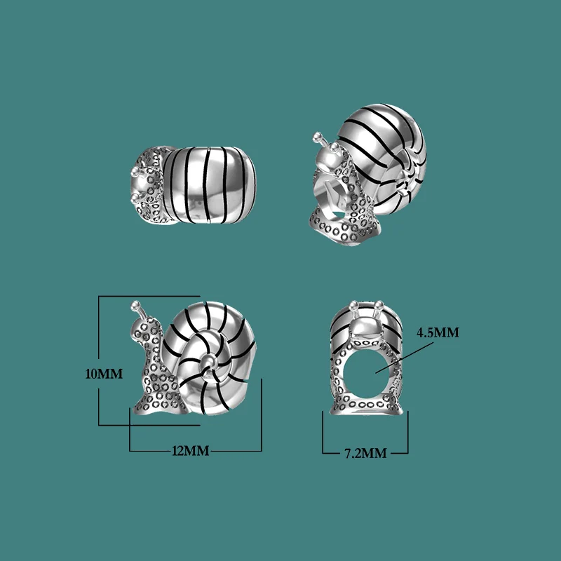 Новое поступление бусины-улитки в виде животных SG серебро 925 пробы Подходит для