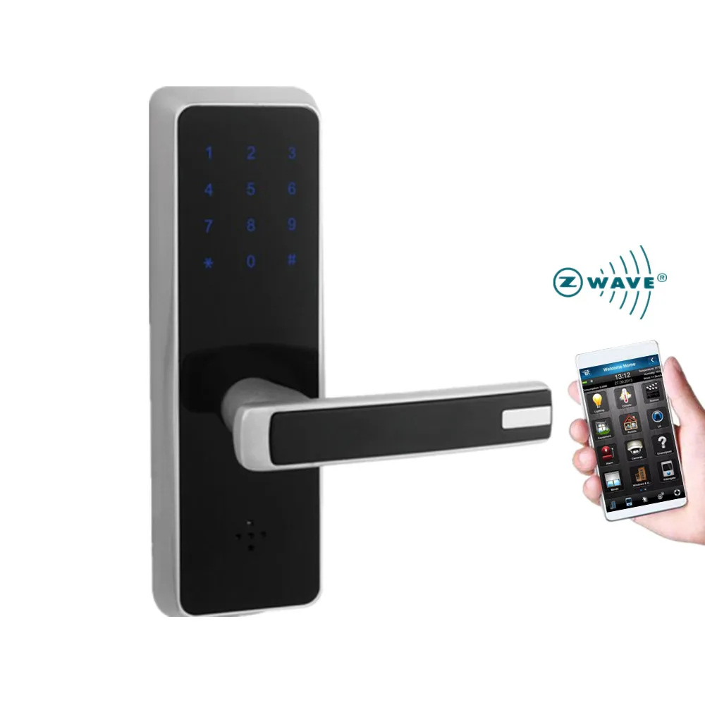 Беспроводное приложение Smart Z-wave дверной замок, сенсорный экран PIN код MF карта и бесключевое дистанционное управление для квартиры или отеля