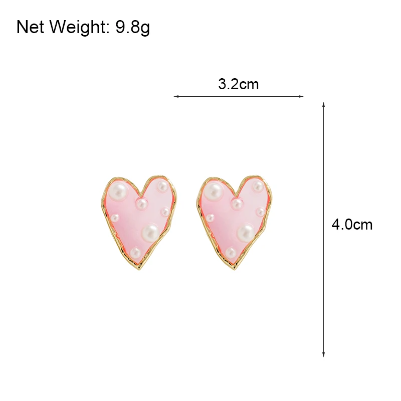 

Lifefontier Korean Sweet Big Heart Resin Drop Earrings For Women Imitation Pearl Heart Pink Yellow Hanging Earrings Jewelry Gift