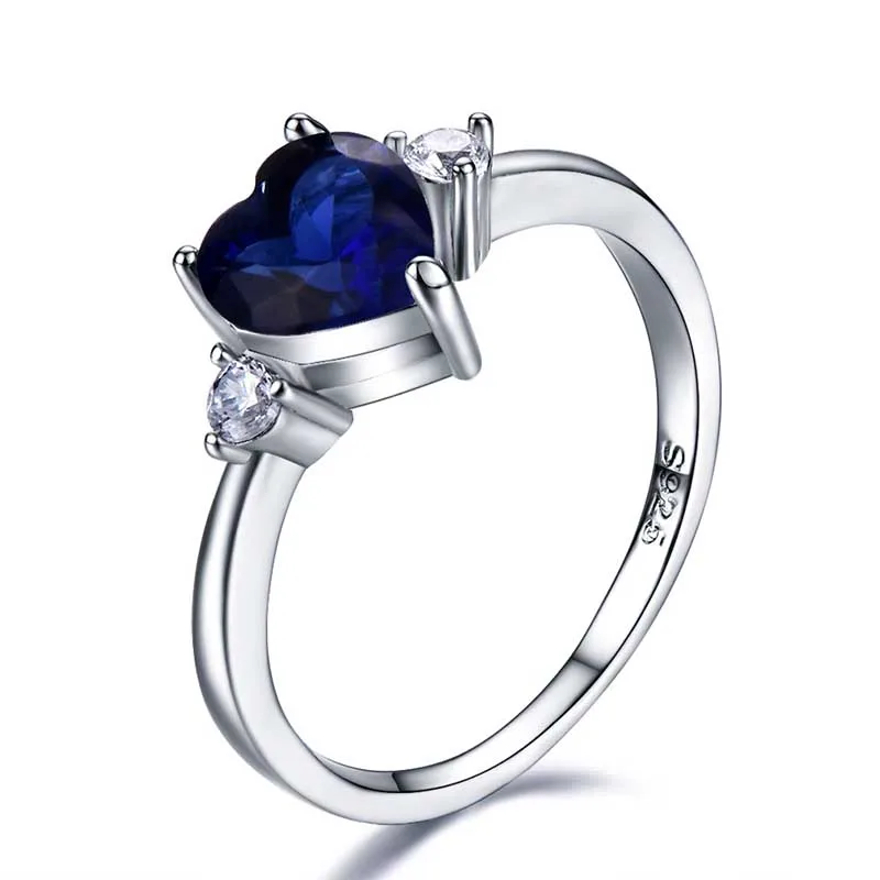 Кольцо Bague Ringen в форме сердца, Настоящее серебро, 925, кольцо с сапфиром, Gestone, обручальное кольцо Cocktail, ювелирное изделие, подарок
